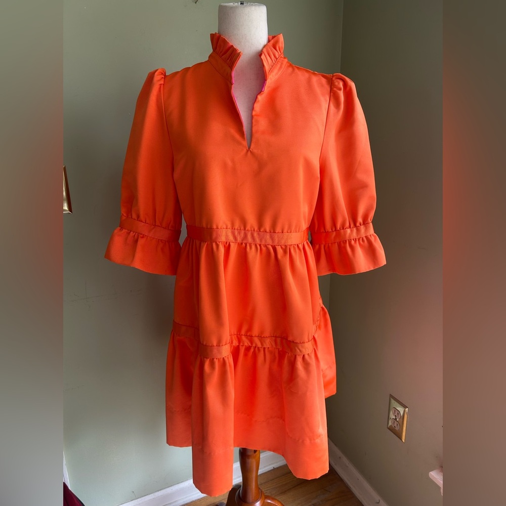 Gretchen Scott Designs Bright Orange Ruffled Tiered Dress